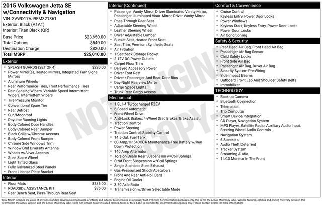 2015 Volkswagen Jetta 1.8T SE w/Connectivity/Navigation