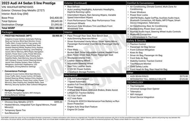 2023 Audi A4 S line Prestige