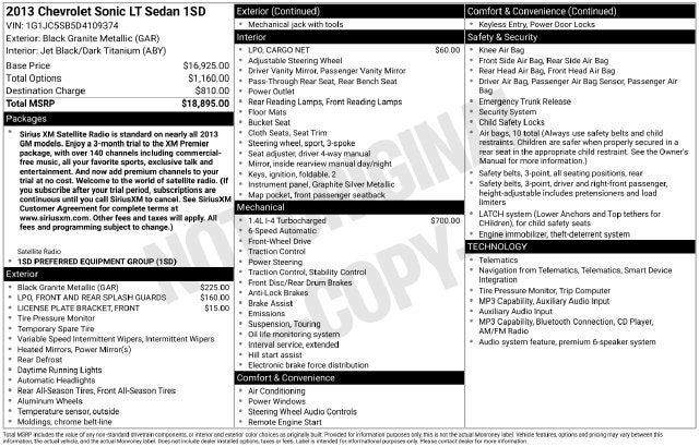 2013 Chevrolet Sonic LT