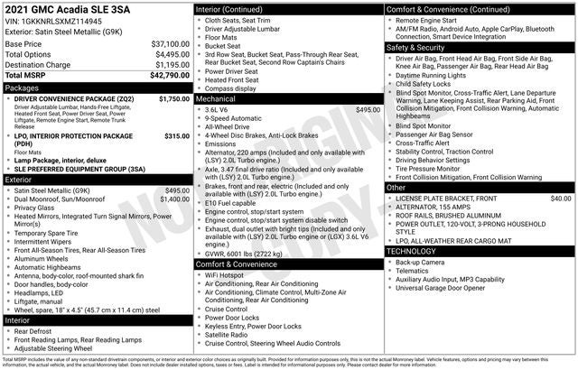 2021 GMC Acadia SLE