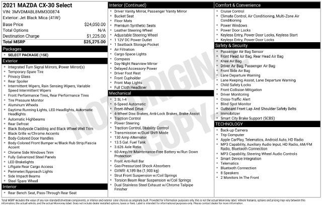 2021 Mazda Mazda CX-30 Select