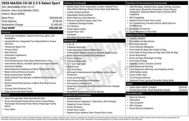 2026 Mazda Mazda CX-30 2.5 S Select Sport