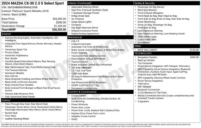 2024 Mazda Mazda CX-30 2.5 S Select Sport