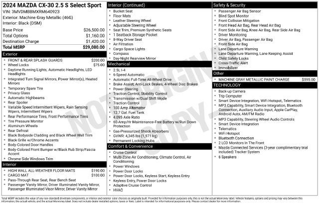 2024 Mazda Mazda CX-30 2.5 S Select Sport