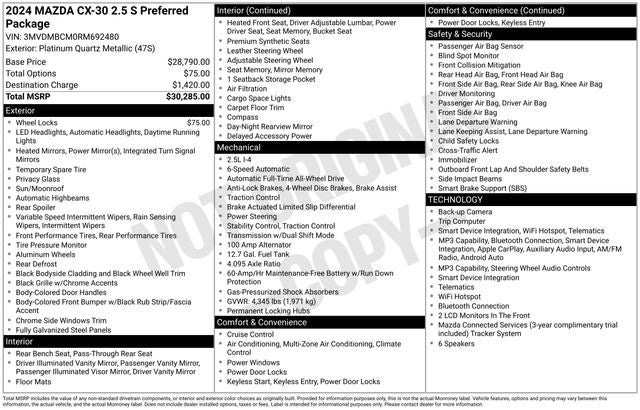 2024 Mazda Mazda CX-30 2.5 S Preferred Package