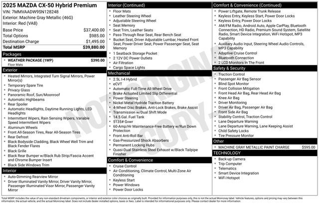 2025 Mazda Mazda CX-50 Hybrid Premium