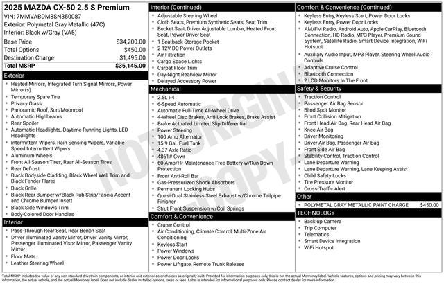 2025 Mazda Mazda CX-50 2.5 S Premium Package