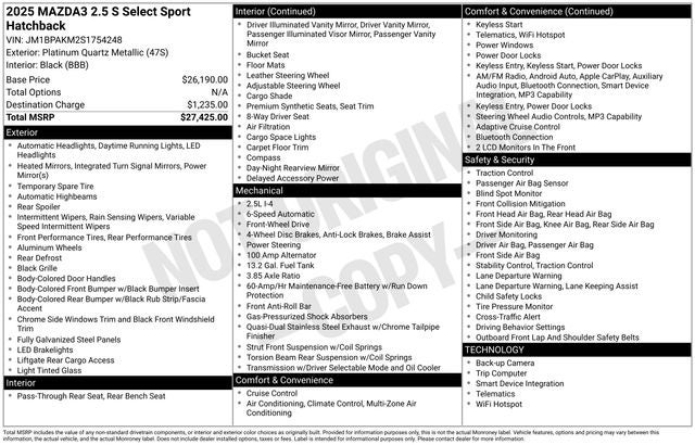 2025 Mazda Mazda3 2.5 S Select Sport