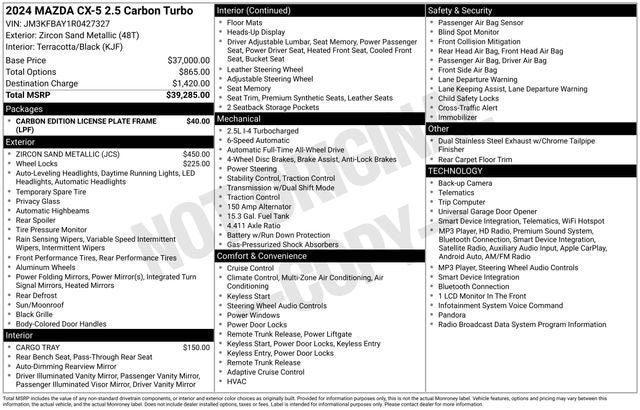 2024 Mazda Mazda CX-5 2.5 Carbon Turbo