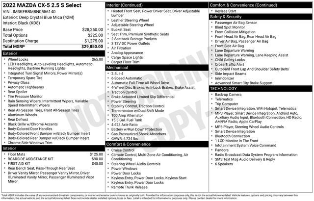 2022 Mazda Mazda CX-5 2.5 S Select Package