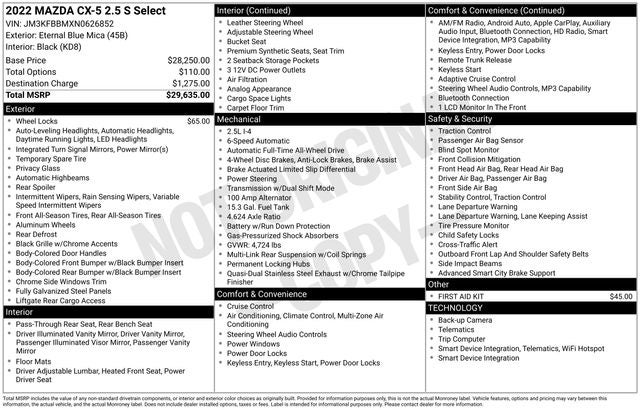 2022 Mazda Mazda CX-5 2.5 S Select Package