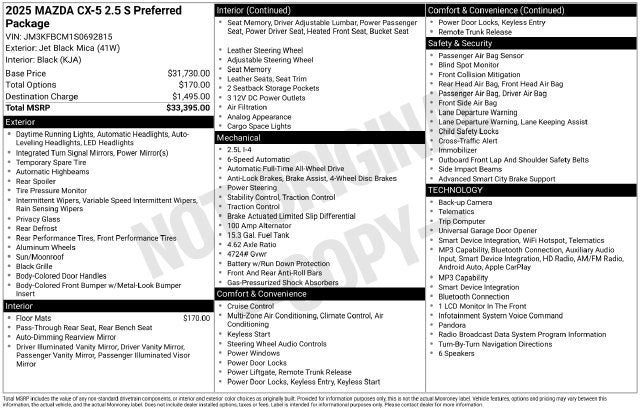 2025 Mazda Mazda CX-5 2.5 S Preferred Package
