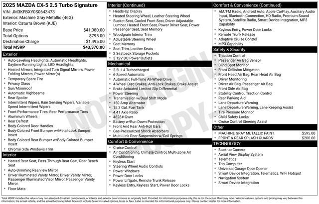 2025 Mazda Mazda CX-5 2.5 Turbo Signature