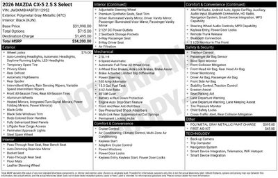 2026 Mazda Mazda CX-5 2.5 S Select AWD