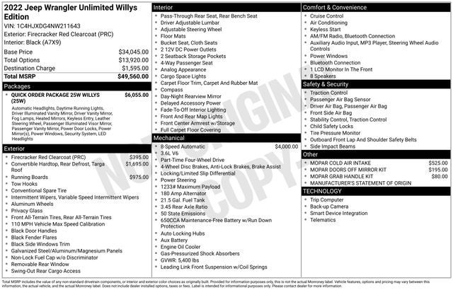 2022 Jeep Wrangler Unlimited Willys