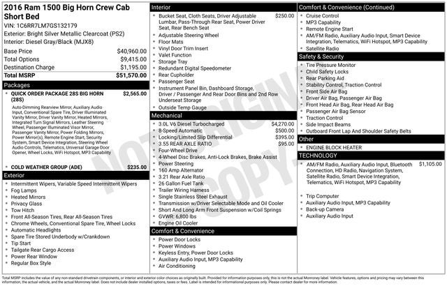 2016 RAM 1500 Big Horn