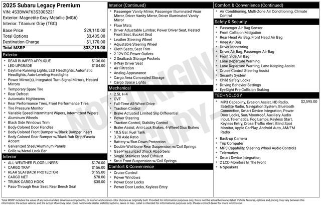 2025 Subaru Legacy Premium