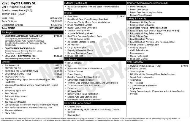 2025 Toyota AWD Camry SE