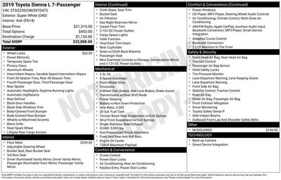 2019 Toyota Sienna L 7 Passenger