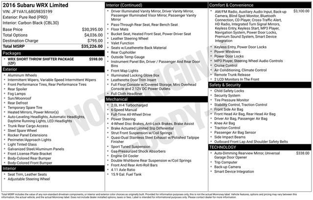 2016 Subaru WRX Limited