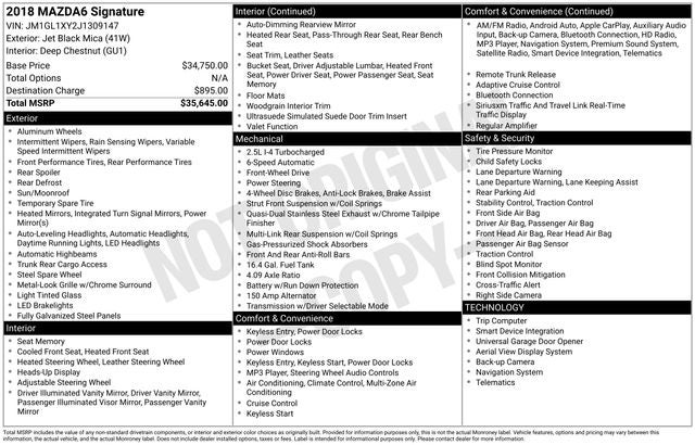 2018 Mazda Mazda6 Signature