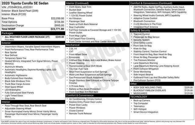 2020 Toyota Corolla SE