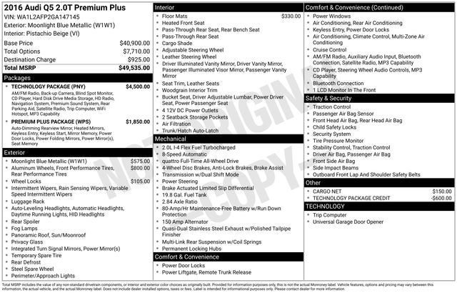 2016 Audi Q5 2.0T Premium Plus quattro