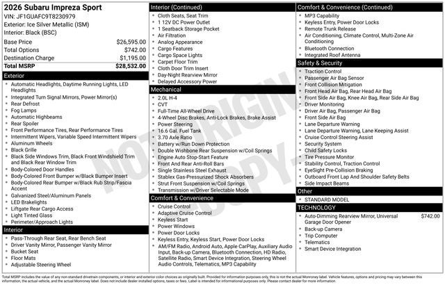 2026 Subaru Impreza Sport