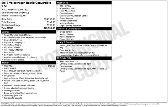 2013 Volkswagen Beetle 2.5L