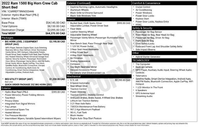 2022 RAM 1500 Big Horn/Lone Star