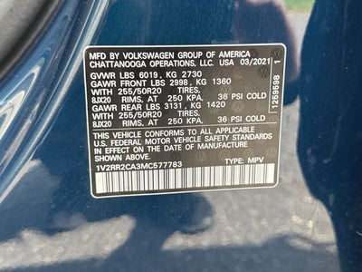 2021 Volkswagen Atlas 3.6L V6 SE w/Technology R-Line