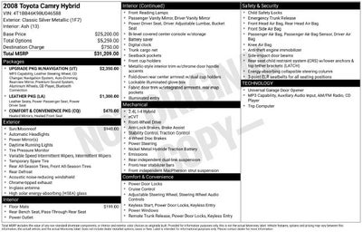2008 Toyota Camry Hybrid Base