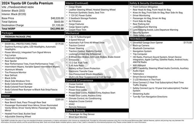 2024 Toyota GR Corolla Core